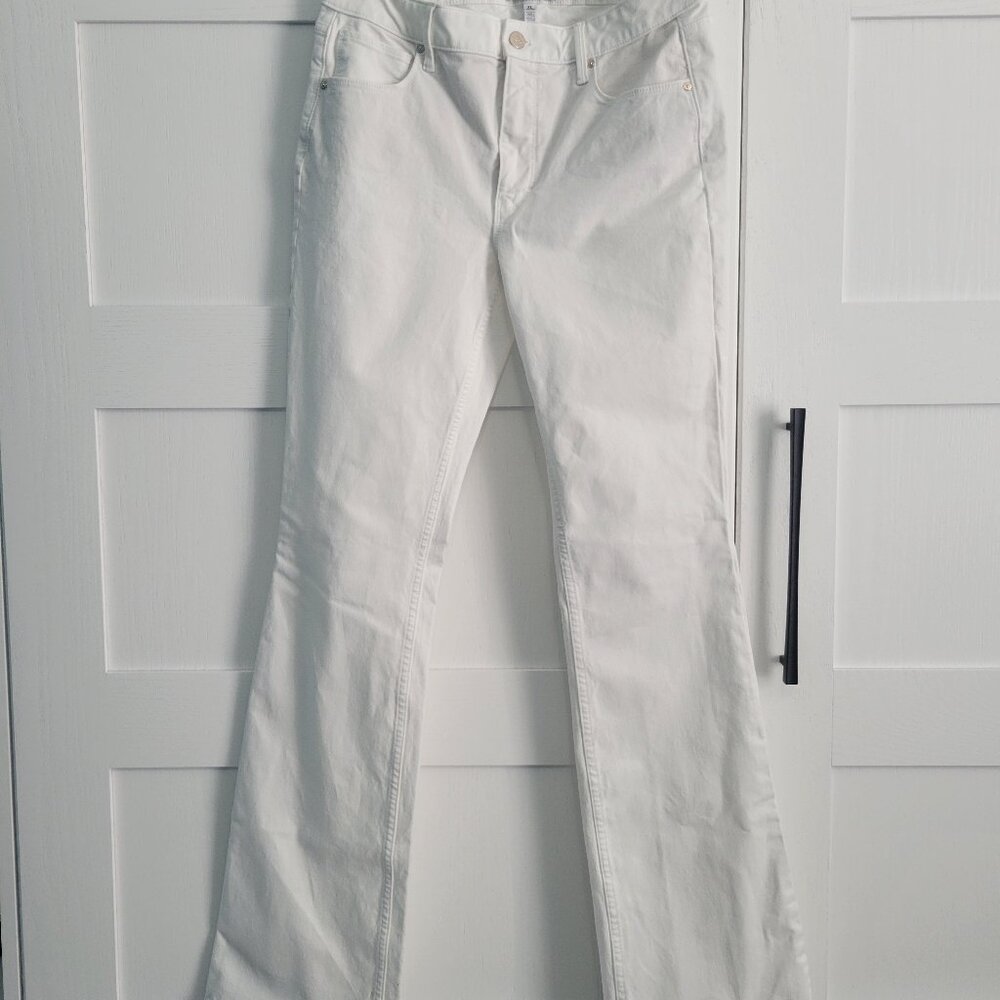 WHBM High-Rise Skinny Flare Sculpt in White Denim | 8L